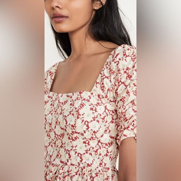Free People She's A Dream Midi Dress 6 Floral Pink Red Yellow Botanical - Picture 5 of 5